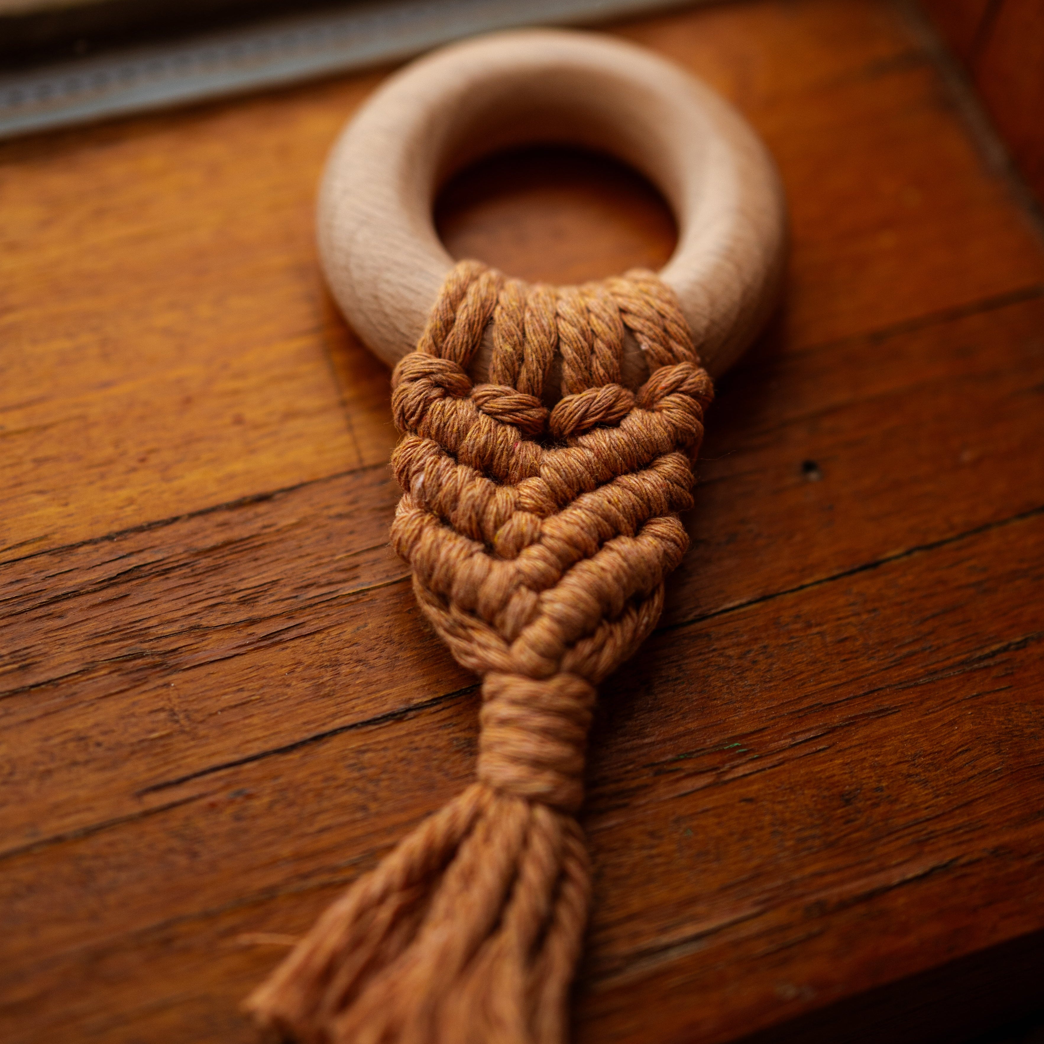 Macramé Teether ~ Organic Cotton ~ Orange Circle