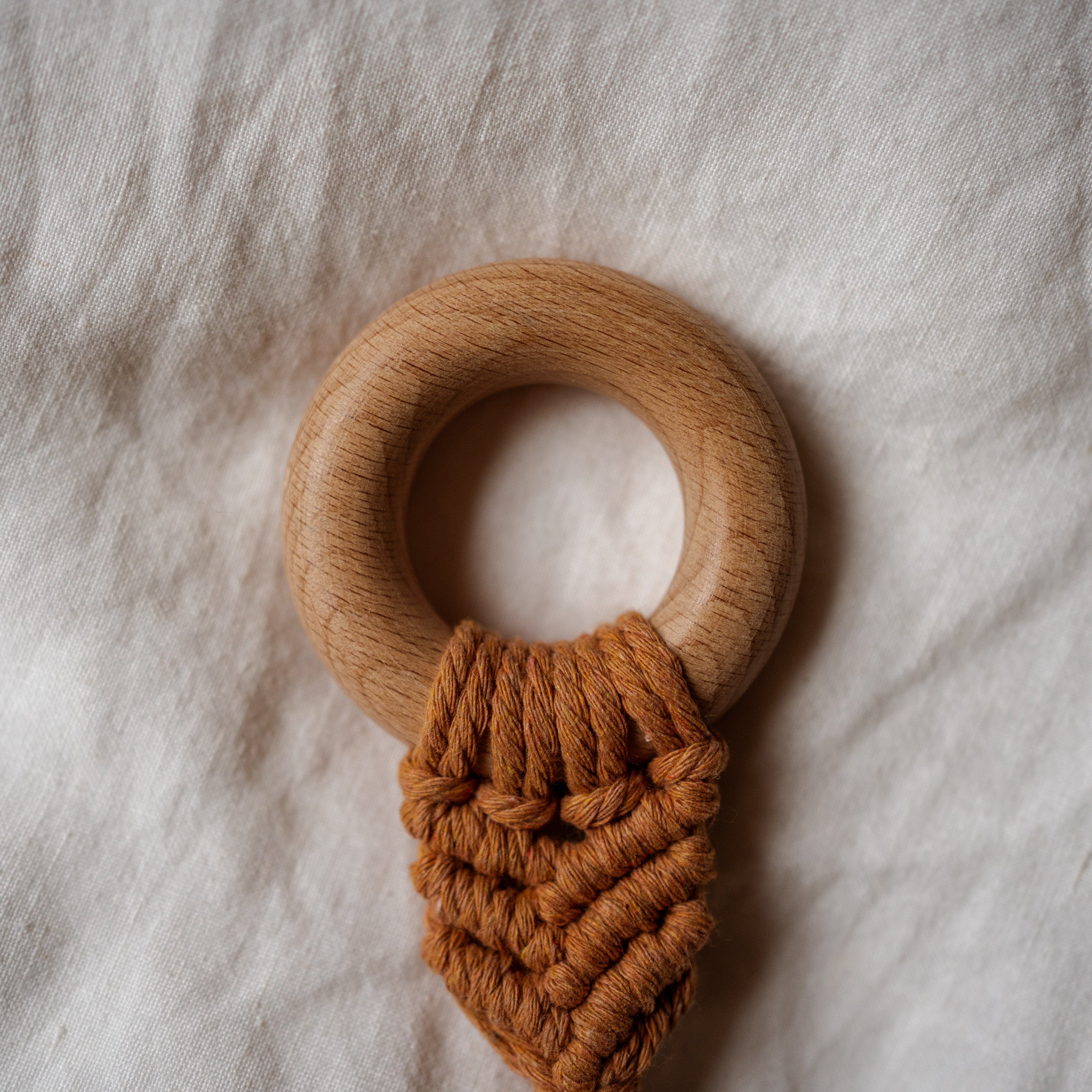 Macramé Teether ~ Organic Cotton ~ Orange Circle