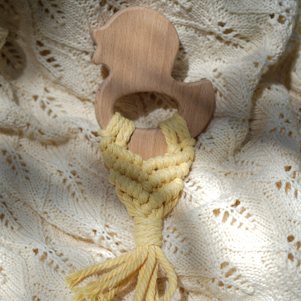 Macramé Teether ~ Organic Cotton ~ Yellow Ducky